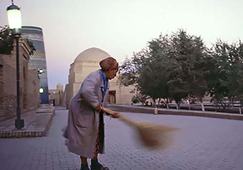 Woman Sweeping in Khiva, Uzbekistan