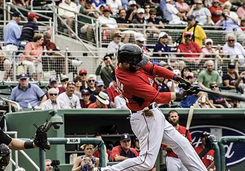 Red Sox Baseball Swinging the Bat