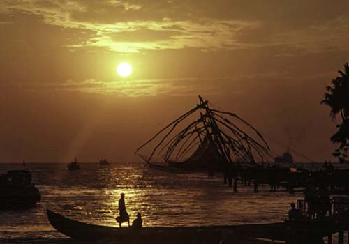Sunset, Fishing Vessels, Irrawaddy River, Myanmar (Burma)