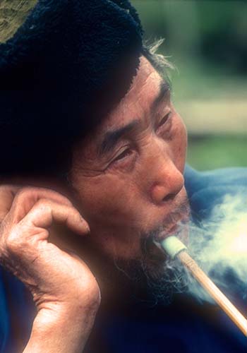 Man Smoking Pipe, Ghuizhou Province, China
